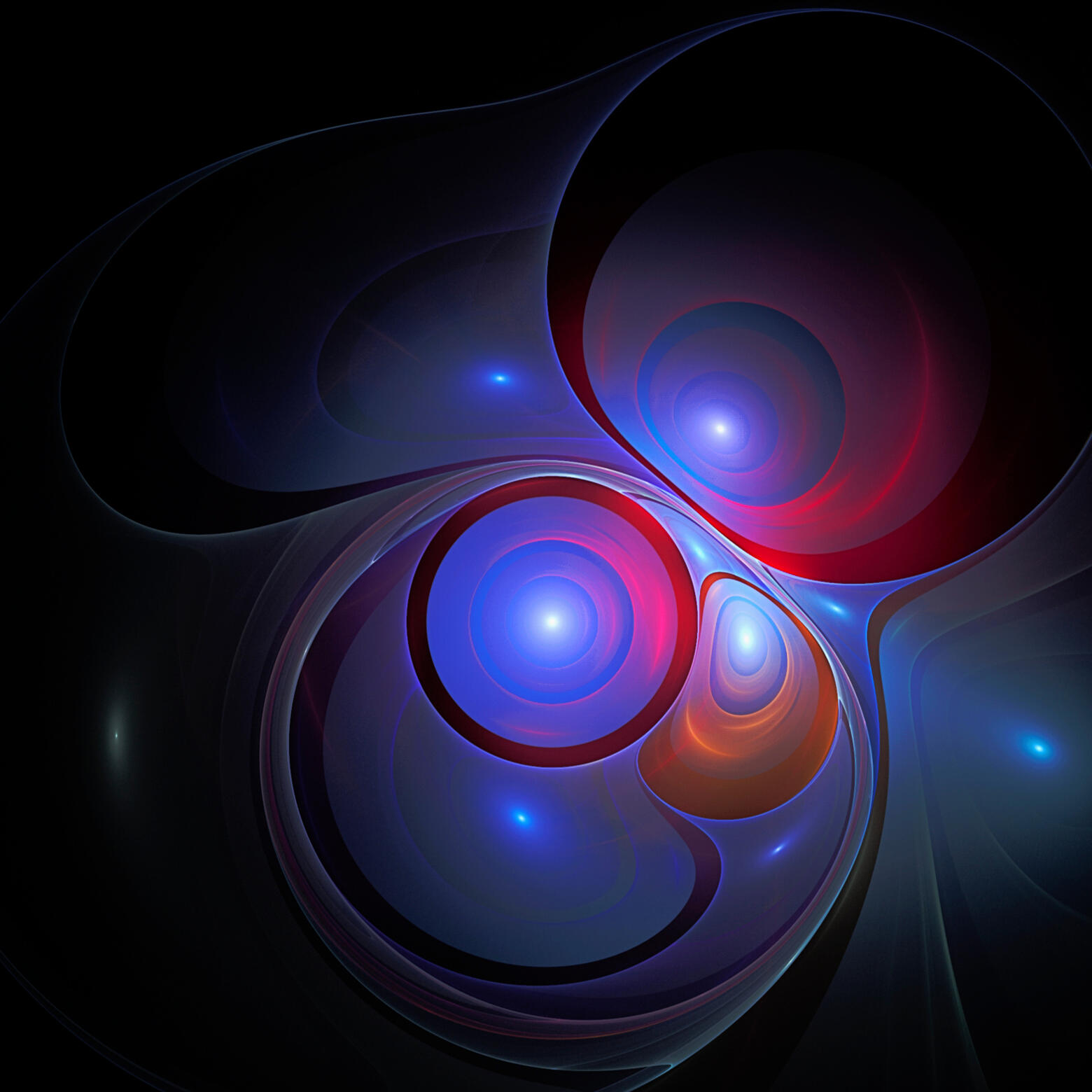 Ready for Us Abstract image of circles, magenta, blue, orange, peach, purple